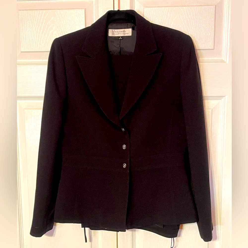 Tahari black pant suit